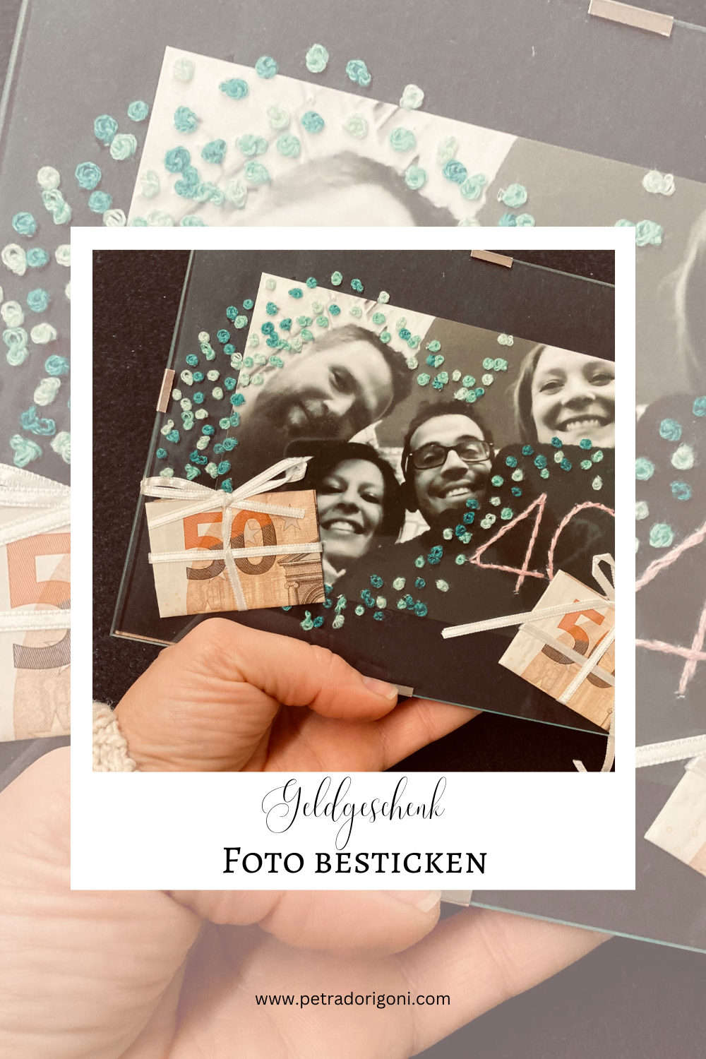 besticktes foto geldgeschenk 